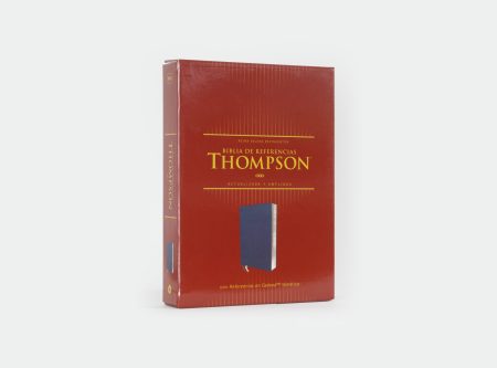 ** Caja roja de la Biblia de Referencia Thompson con bordes dorados.