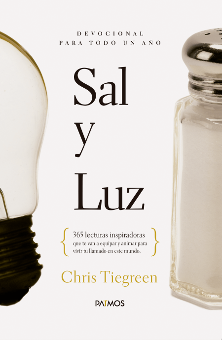 Sal y Luz" de Chris Tiegreen, con una bombilla y un salero.