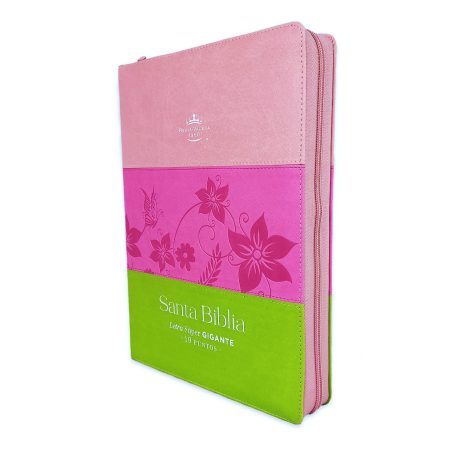 Biblia RVR60/Letra Super Gigante/ Tricolor Rosa/Fucsia/Lima