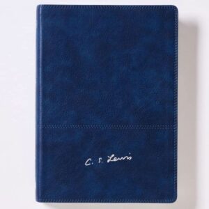 Biblia RVR 1977 C.S. Lewis Piel Azul Marino Interior a dos Colores