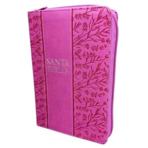 Biblia RVR 1960 Letra Grande Tamaño Manual Símil Fucsia con Índice con Cierre