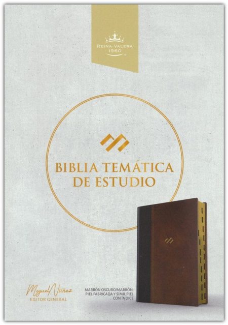 Biblia RVR 1960 de Estudio Temática Miguel Nuñez Piel Marrón Oscuro Marron con Índice
