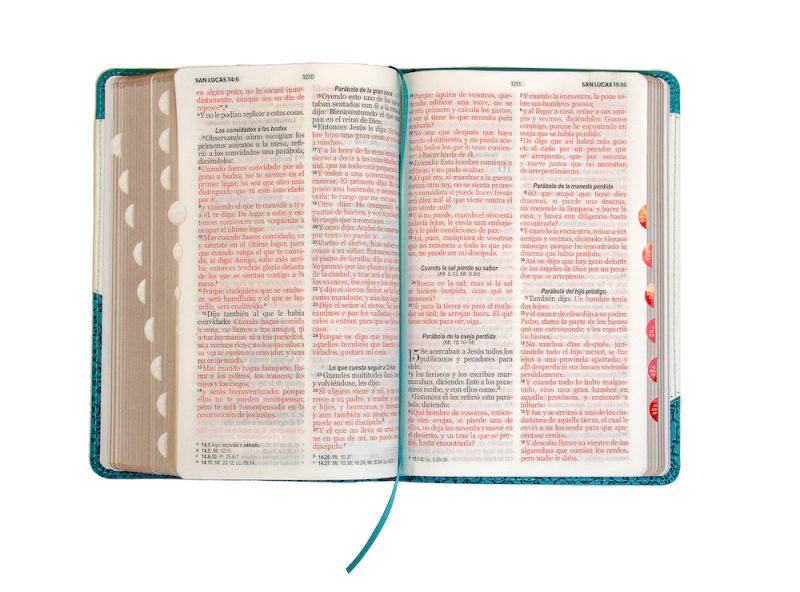 Biblia RVR 1960 Letra Grande Tamaño Manual Símil Piel Duotone Turquesa Blanco con Índice con Cierre - Image 2