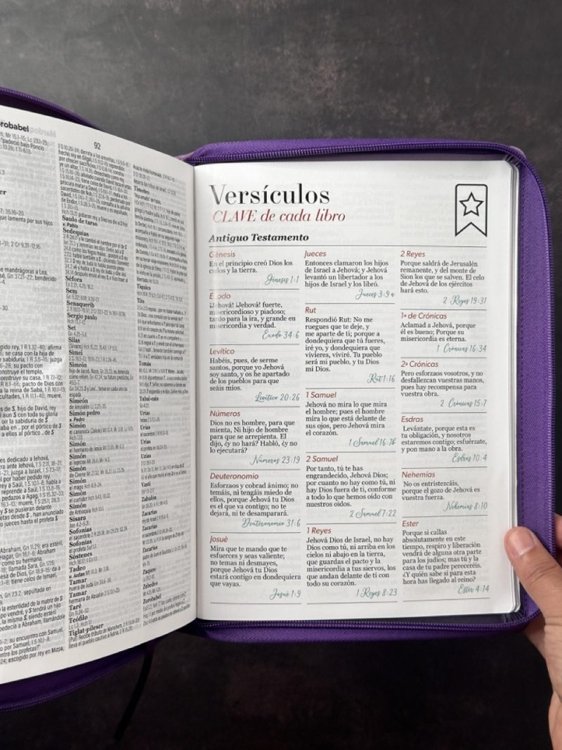 Biblia RVR 1960 Letra Súper Gigante Tricolor Lila Morado Negro Símil Piel con Índice con Cierre - Image 5