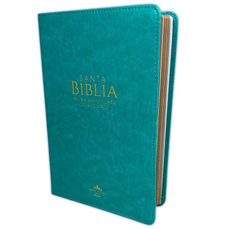 Biblia RVR 1960 Letra Grande Tamaño Manual Símil Piel Turquesa