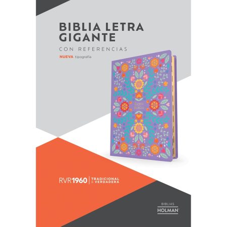 Biblia RVR 1960 Letra Gigante Floreada Símil Piel con Índice
