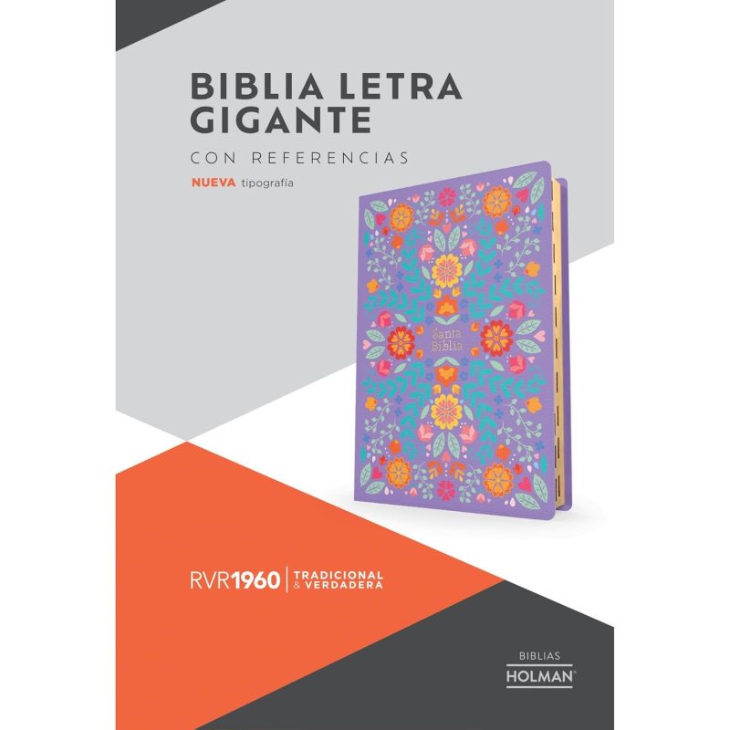 Biblia RVR 1960 Letra Gigante Floreada Símil Piel con Índice