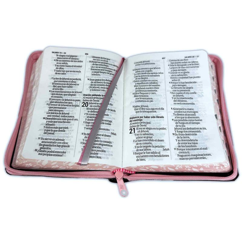 Biblia RVR 1960 Letra Grande 11 Puntos Compacta Concordancia Duotone Rosa y Marrón Canto Floreado Índice Guantes - Image 2