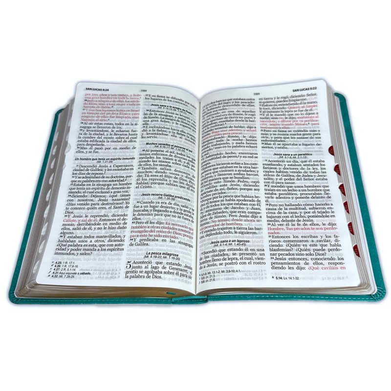Biblia RVR 1960 Letra Grande Tamaño Manual Símil Piel Turquesa con Índice - Image 3