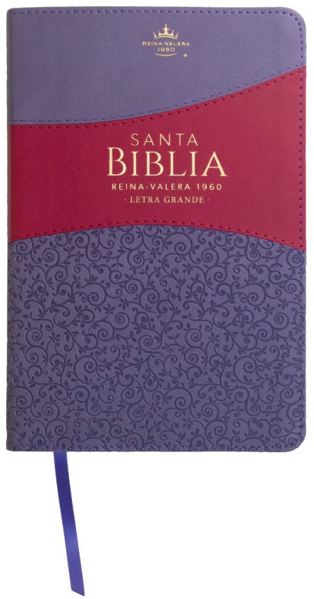 Biblia RVR 1960 Letra Grande Tamaño Manual Símil Piel Duotone Lila Morado con Índice