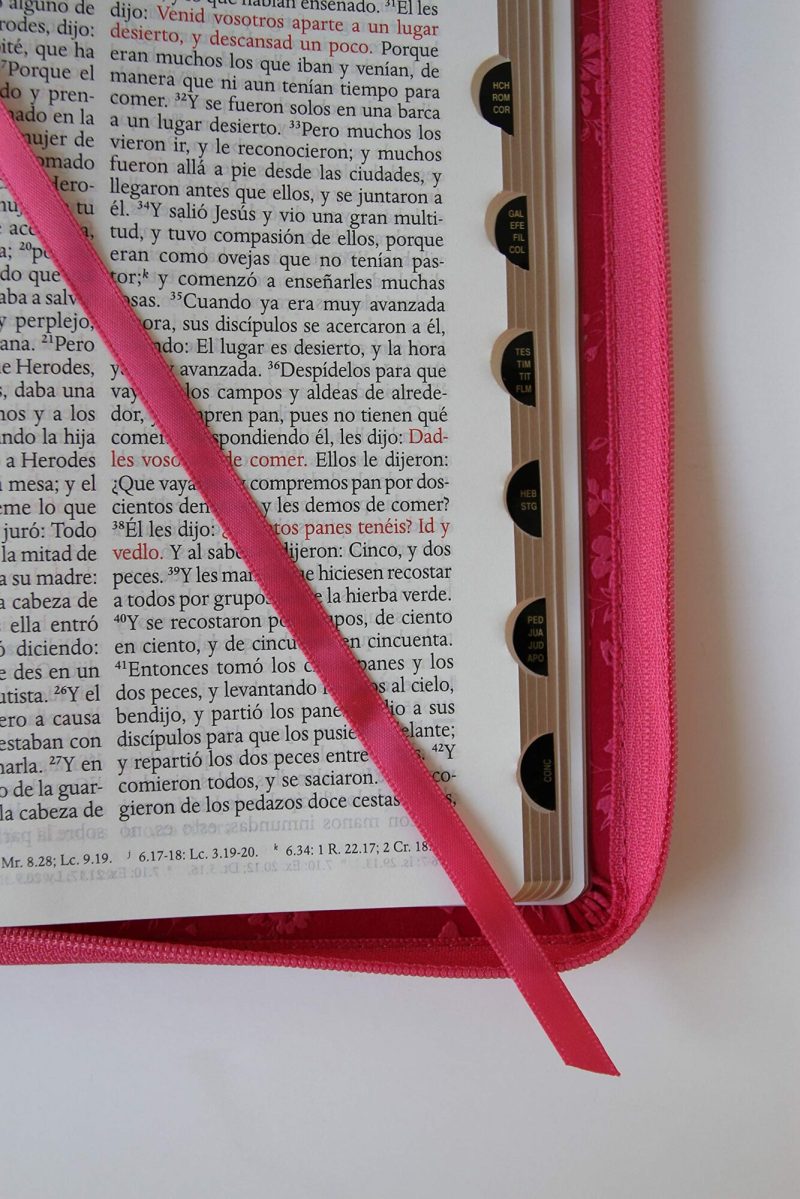 Biblia RVR 1960 Letra Grande Símil Piel Fucsia Cremallera Índice Tamaño Manual - Image 5