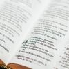 Página iluminada de la Biblia con el capítulo 12 de Romanos.