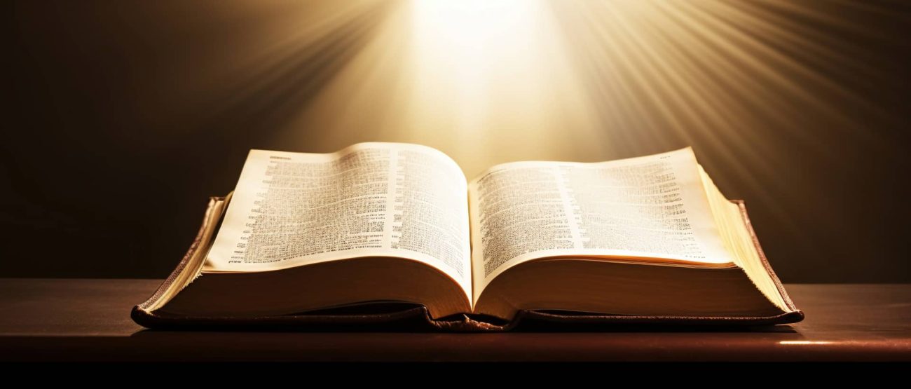 Salmo 91: Significado, Promesas y Cómo Orarlo en Tiempos Difíciles 7 Biblia abierta iluminada por una luz cálida, símbolo de la presencia protectora de Dios.