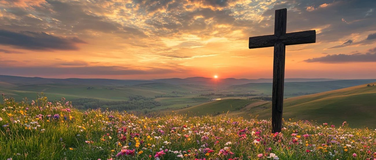 50 Versículos de ánimo y esperanza 3 Cruz al amanecer representando esperanza cristiana en tiempos difíciles.