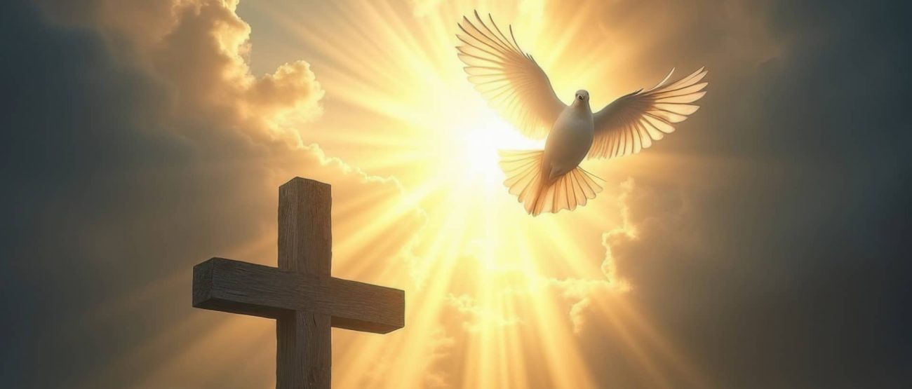 50 Versículos de ánimo y esperanza 4 Paloma blanca junto a la cruz simbolizando paz y esperanza en Dios.